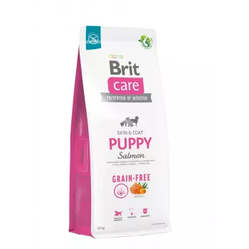 Sausā barība kucēniem Brit Care Puppy Potato & Salmon 12 kg — bezgraudu, 30% olbaltumvielu, kucēniem līdz 12 mēnešiem