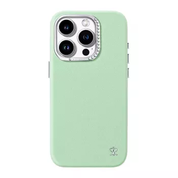 Aizsargmaciņš Joyroom PN-15F2 iPhone 15 Pro — zaļš, ar kristāliem un metāla akcentu
