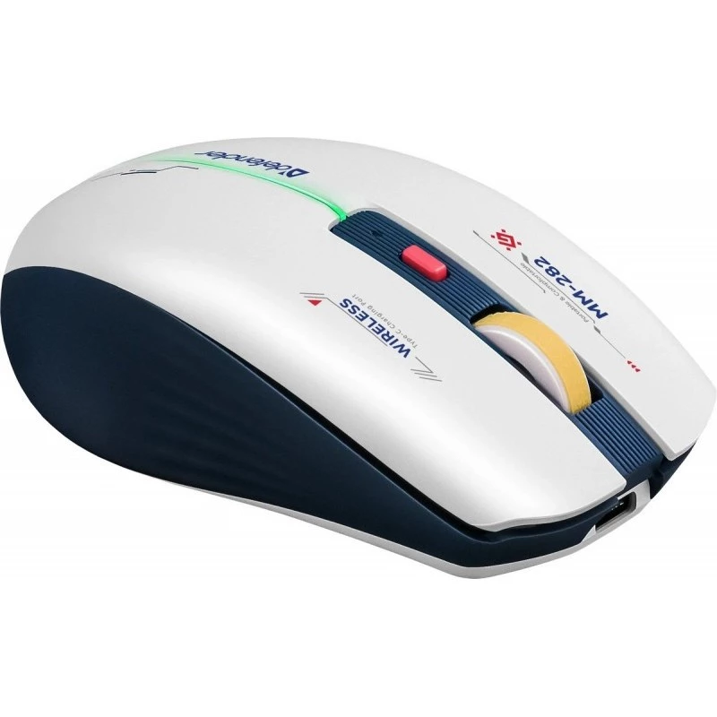 Bezvadu spēļu pele DEFENDER MM-282 RF — ambidekstrāla, optiskā 1800 DPI, 5 pogas, USB, baterija