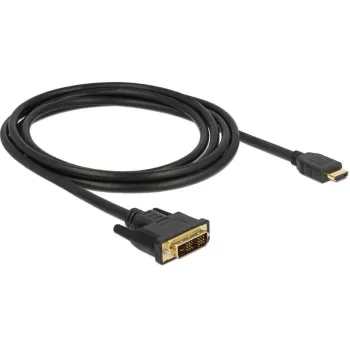 DeLOCK video kabelis – Single Link – HDMI / DVI – DVI-D (vīriešu) uz HDMI (vīriešu) – 2 m – trīskārša izolācija – melns – ar skrūvēm