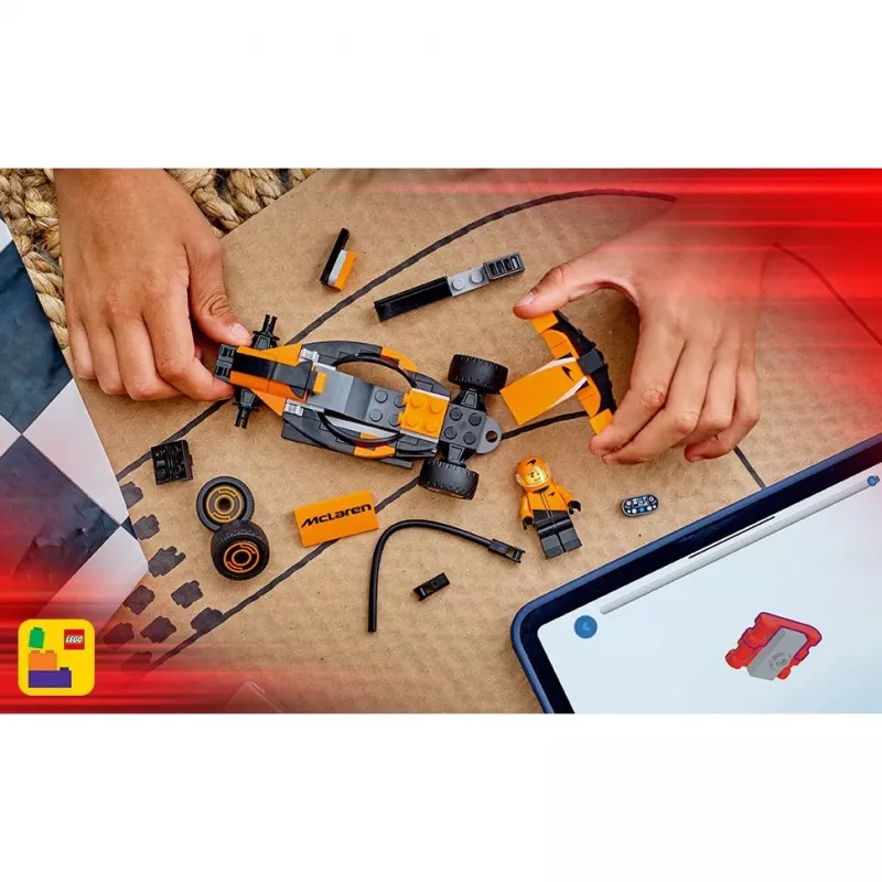 LEGO City F1 Racer McLaren Sacensību Auto 60442 — būvēšanas komplekts, 86 detaļas, 1 minifigūra, vecumam 6+