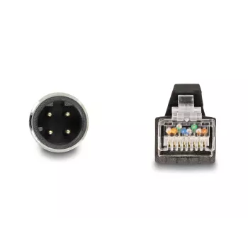 DeLOCK M12 D-kodēts 4-pin vīrišķais uz RJ45 vīrišķo tīkla kabelis PUR (TPU) 5m