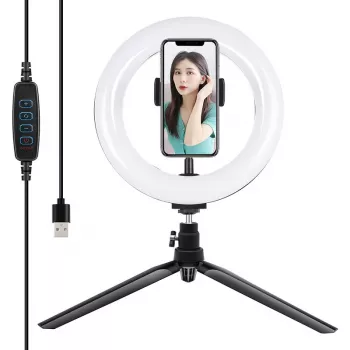 Statīvs Puluz ar 20cm LED gredzena lampu Vlogging PKT3073B