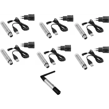 Bezvadu DMX sistēma EUROLITE QuickDMX komplekts Sūtītājs 1x + 6x Akumulatora uztvērēji
