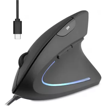 Perixx PERIMICE-513 C vertikāla ergonomiska pele USB-C melna labai rokai