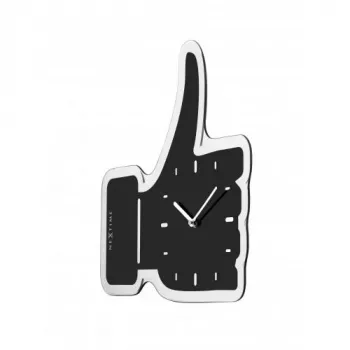 NeXtime klok 3072zw Thumbs up, 40.5x41 cm, sienas, melns/sudrabs