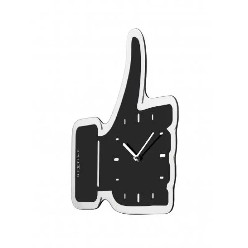 NeXtime klok 3072zw Thumbs up, 40.5x41 cm, sienas, melns/sudrabs