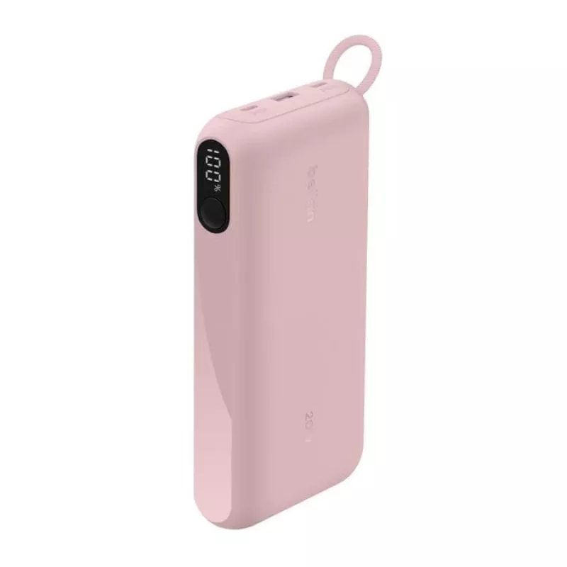 Power bank Belkin BPB028HQPK 20000 mAh — 2× USB-C, 1× USB-A, Rozā