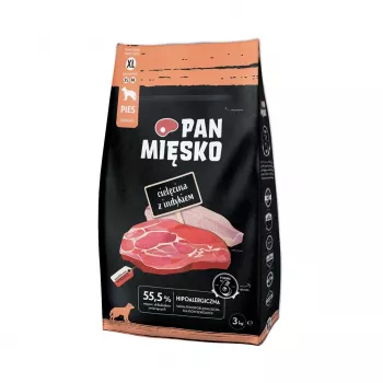 Sausā suņu barība Pan Miesko Teļa gaļa ar Tītaru XL, Pieaugušiem, 3 kg, 30% Olbaltumvielas, 20% Tauki
