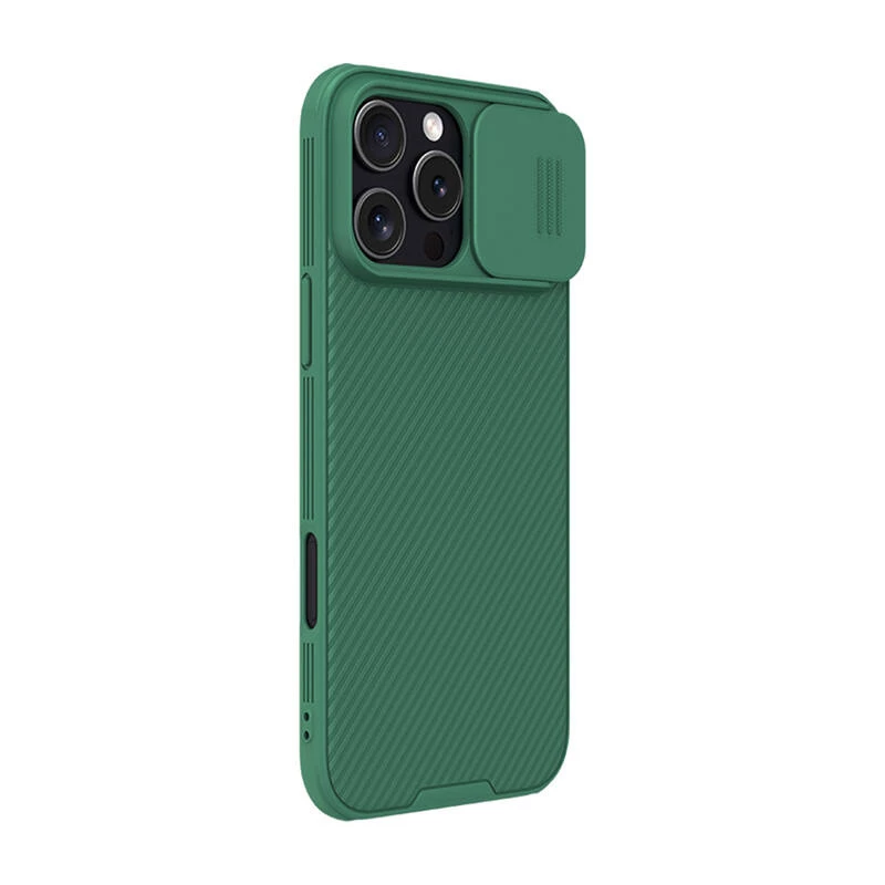 Aizsargmaciņa Nillkin CamShield Pro iPhone 16 Pro Max, zaļa, ar bīdāmu kameras vāciņu