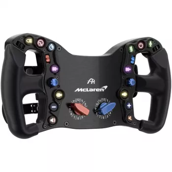Sacīkšu stūre Ascher Racing McLaren Artura Pro‑SC — tauriņveida ātrās atvienošanas mehānisms