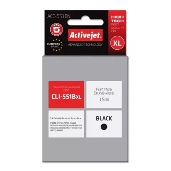 Activejet ACC-551BN tintas kasetne (aizstāj Canon CLI-551BK; Supreme; 15 ml; melna)