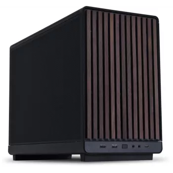 PC korpuss Lian Li A3-mATX Micro Tower — Micro-ITX/Micro-ATX, Wood & Black, atbalsta ATX/SFX/SFX-L barošanas blokus