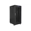 Montāžas skapis 19 inch 27U 600x800 melns, perforētas durvis ar LCD (plakanā iepakojumā)