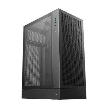 PC korpuss DeepCool CH170 PLUS Tower Black — micro-ATX/mini-ITX, rūdīts stikls, USB-C, barošanas bloks augšpusē