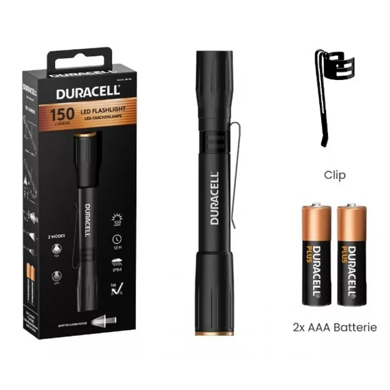 Duracell DF150 kabatas lukturītis melns