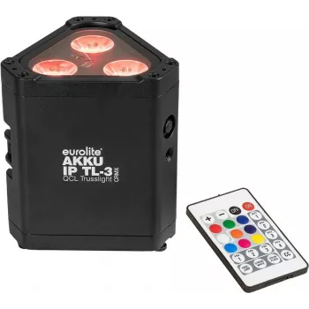 Baterijas RGBW LED Par Gaisma EUROLITE AKKU IP TL-3 QCL ar uzlādējamu bateriju, IP aizsargāts pārnēsājams gaismeklis