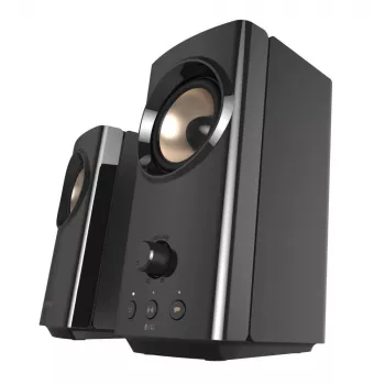 CREATIVE T60 2.0 kompaktie Hi-Fi galda skaļruņi ar skaidru dialogu un Surround skaņu, Sound Blaster SmartComms Kit, USB-C audio un mikrofona pieslēgvietām