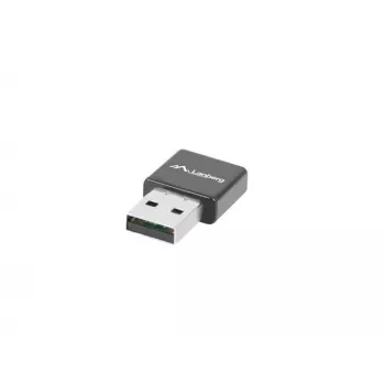 USB bezvadu tīkla adapteris LANBERG NC-0300-WI, 2x iekšējās antenas 2 dBi, USB 2.0, līdz 300 Mbit/s, melns