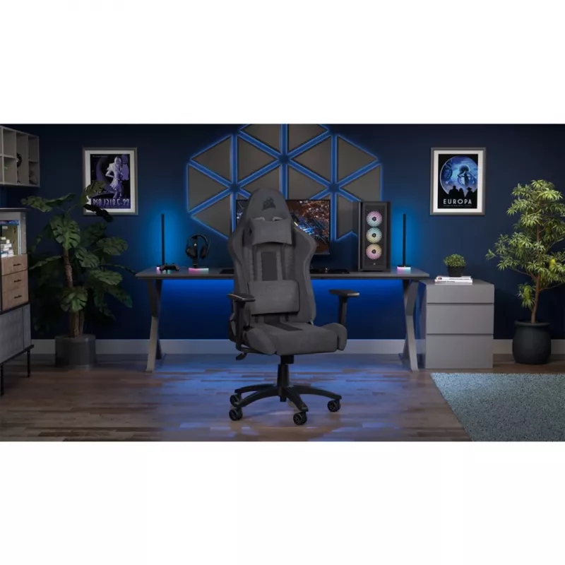 CORSAIR TC100 RELAXED Gaming krēsls (Audums - Pelēks/Melns)