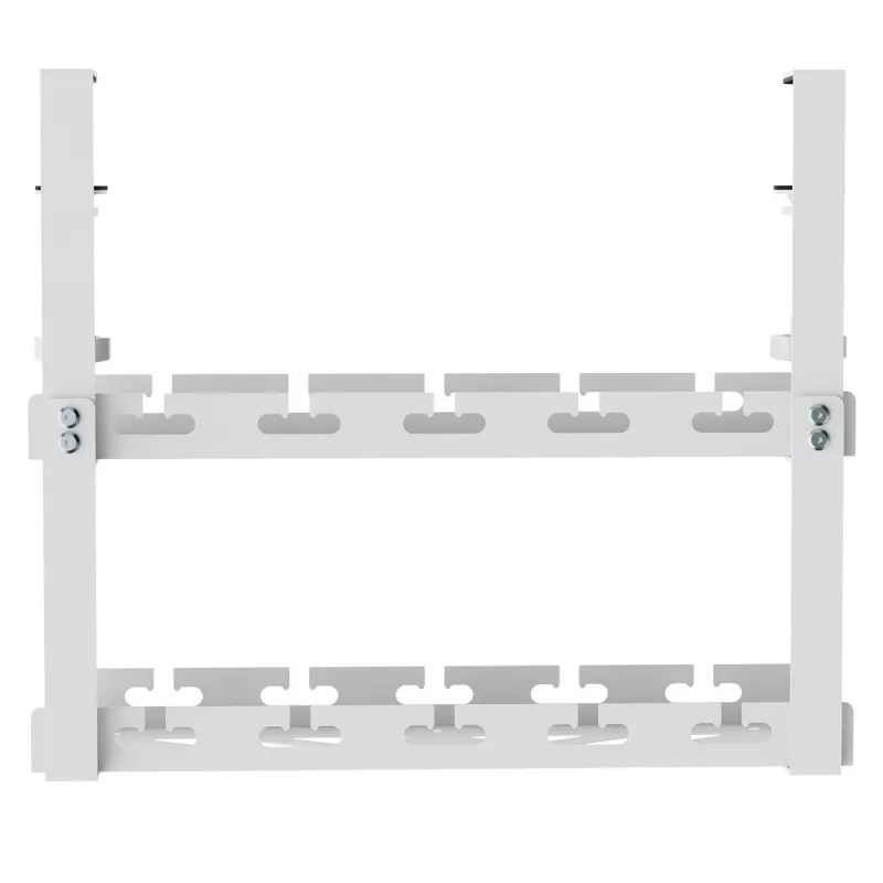 Kabeļu organizators zem galda MACLEAN MC-104 W, 2 līmeņu tērauda paliktnis, balts, max slodze 5 kg, der galdam 0.5–5 cm