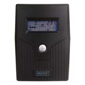 DIGITUS Line-Interactive UPS, 800VA/480W, 12V/9Ah x1 akumulators, 2x CEE 7/7 kontaktligzda, RJ-11, LCD (DN-170064-LCD)