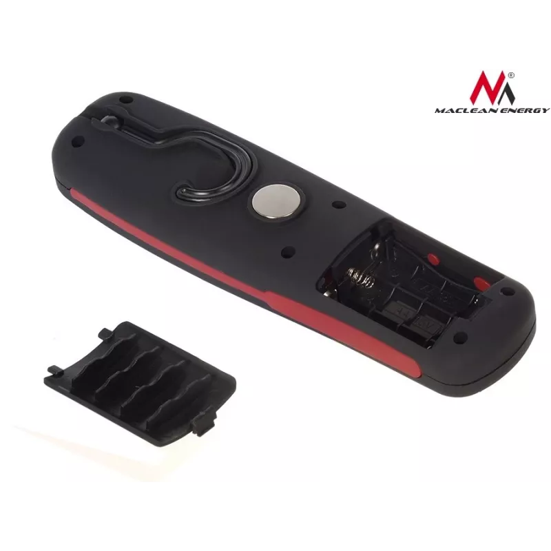 Darbnīcas lampa MACLEAN MCE03 — 24 LED, magnētiska pamatne un āķis, bateriju darbināma (3×AAA)