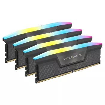 Corsair Vengeance RGB 64 GB (4x 16 GB) DDR5-6000 Quad-Kit, melna, CMH64GX5M4B6000C36