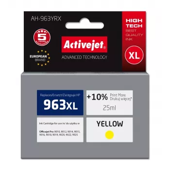 Activejet AH-963YRX dzeltenā tinte (HP 963XL 3JA29AE nomaiņa; Premium; 1760 lpp.; 25 ml)