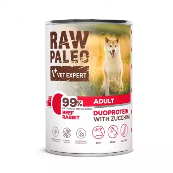 VETEXPERT RAW PALEO Duoprotein Beef & Rabbit Adult mitrā suņu barība 400 g