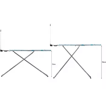 Pilna izmēra gludināmais dēlis Vileda 163316 — 1200x380 mm, regulējams 75–96 cm, nerūsējošā tērauda kājas, gludekļa turētājs