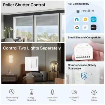 TP-Link Smart Switch modulis, pārslēgšanas izpildmehānisms, 7 kanāli, 2400 MHz, Balts, AC, 150 W