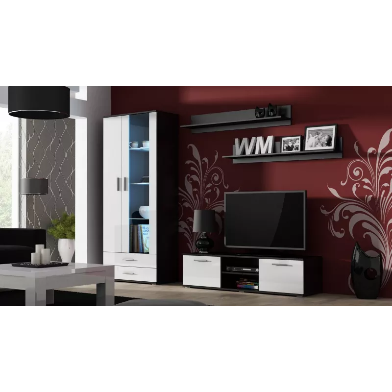 Cama TV statīvs SOHO 140 melns/balts glancēts