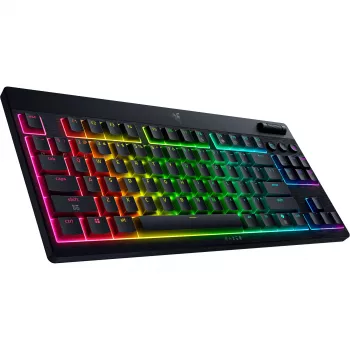 BlackWidow V4 Low-Profile TKL HyperSpeed spēļu tastatūra melna, DE-izkārtojums, Razer Low-Profile Orange slēdži
