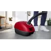 Putekļsūcējs Bosch BGB 41RD3H — 600 W, 4 L putekļu maiss, HEPA filtrs, 11 m darbības rādiuss, teleskopiskā caurule, sarkans