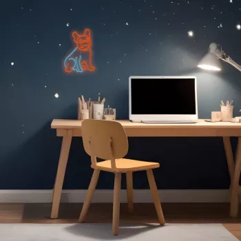 Neona apgaismojuma zīme Suns MANTA SNL68MT franču buldoga stilā