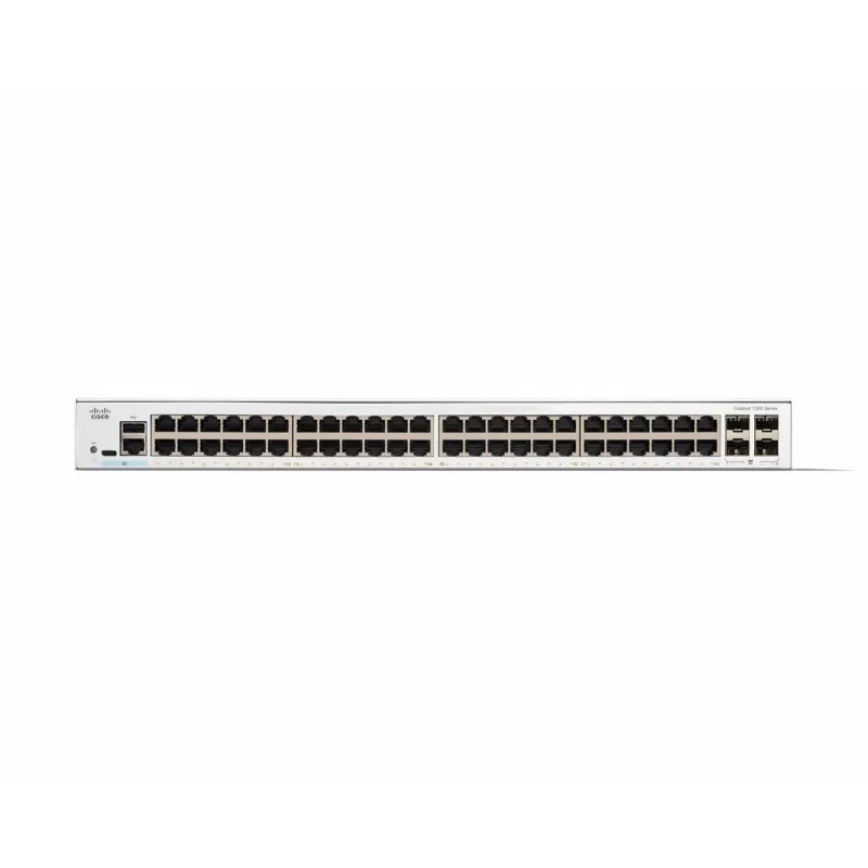 Cisco Catalyst 1300-48T-4G pārvaldāms slēdzis, 48 porti GE, 4x1GE SFP, ierobežota mūža aizsardzība (C1300-48T-4G)