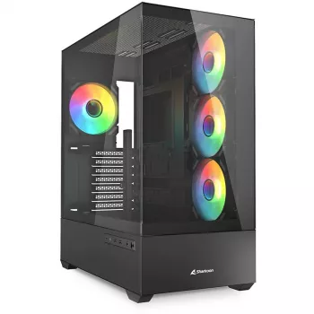 PC korpuss Sharkoon AK6 RGB, ATX, Melns