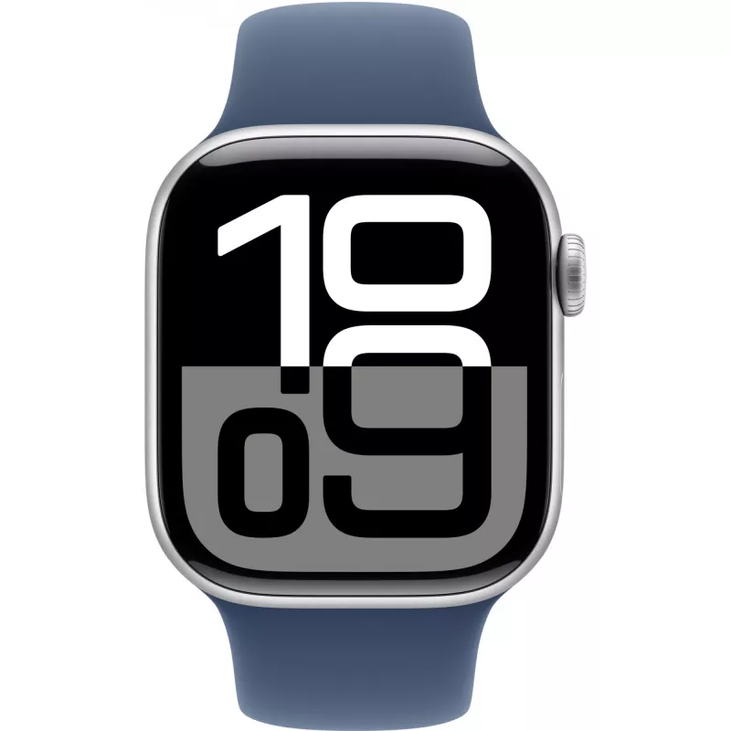 APPLE Watch Series 10 GPS 42mm Sudraba Alumīnija Korpuss ar Džinsa Sporta Siksniņu - S/M