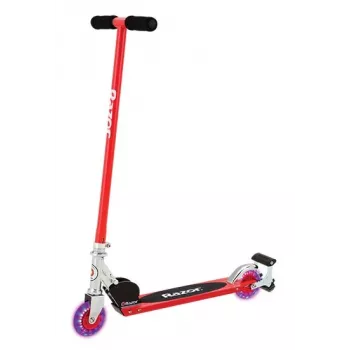 Bērnu skrejritenis Razor S Spark Sport — tērauda rāmis, salokāms, 2 riteņi, kājas bremze, vecumam 8+, max slodze 100 kg, melns/sarkans