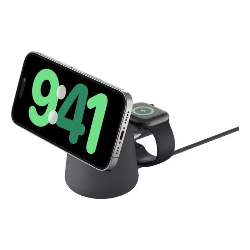 Bezvadu lādētājs Belkin WIZ027VFH36 2-in-1 magnētiskais Qi2 15W iPhone un Apple Watch