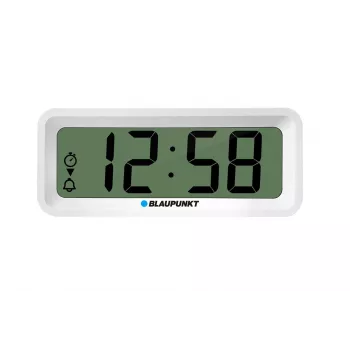 Modinātājpulkstenis BLAUPUNKT CL04WH daudzfunkcionāls, balts — termometrs, kalendārs, snaudiena režīms, 88×37×21 mm