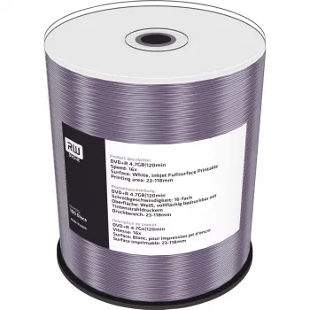 MediaRange Inkjet Fullsurface-Printable - 100 x DVD+R 16x - uzglabāšanas datu nesējs (MR414)