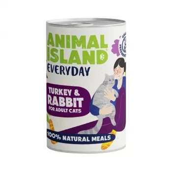 Slapjā barība kaķiem Animal Island Everyday — Tītars & Trusis, 400 g, pieaugušiem kaķiem, bez graudiem un sojas