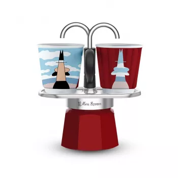 Bialetti Mini Express Magritte Moka kanna Sarkanā, Sudraba