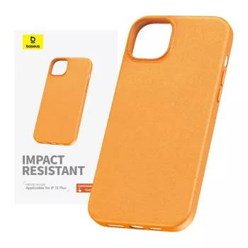 Telefona maciņš iPhone 15 Plus Baseus Fauxther Series (Oranžs)