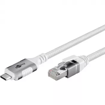 Tīkla kabelis Goobay 74180 USB-C uz RJ-45 Cat6 10 m Balts