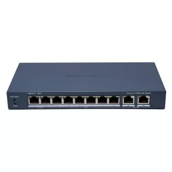 Hikvision DS-3E1310HP-EI(B) tīkla slēdzis, pārvaldāms Fast Ethernet (10/100), Power over Ethernet (PoE), pelēks