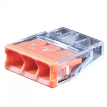Hismart EL240401 – universāls vadu savienotājs, 3x 0,5–2,5 mm², 24 A, 450 V, 100 gab.