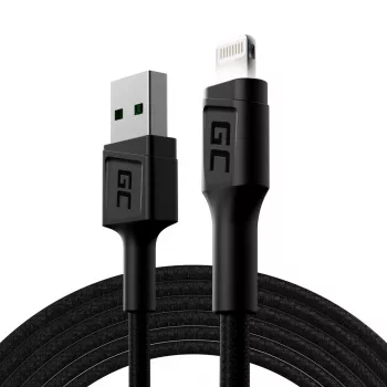 Lightning–USB A kabelis Green Cell KABGC12, 2 m, melns